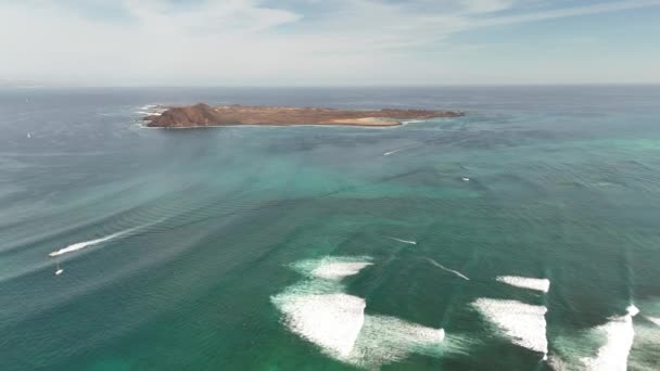 Fuerteventura Kanári Sziget Corralejo Spanyolország Aerial View — Stock videók