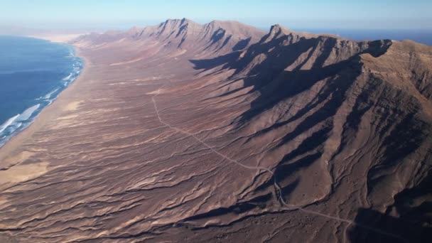 Fuerteventura Pulau Canary Gunung Dan Pemandangan Pantai Udara — Stok Video