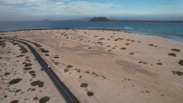 Fuerteventura Kanarya Adaları Kıyı Şeridi Boyunca Çöl — Stok video