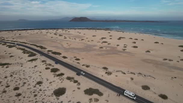 Fuerteventura Wyspy Kanaryjskie Pustynia Wzdłuż Wybrzeża — Wideo stockowe
