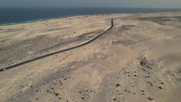 Φουερτεβεντούρα Κανάρι Έρημος Κατά Μήκος Της Ακτής — Αρχείο Βίντεο