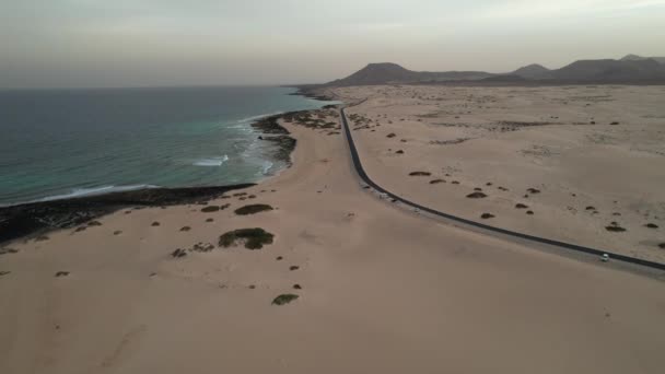 Fuerteventura Kanarische Insel Wüste Entlang Der Küste — Stockvideo