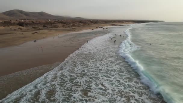 Fuerteventura Kanarya Adası Kıyı Şeridi Boyunca Çöl — Stok video
