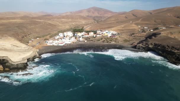 Fuerteventura Kanárské Ostrovy Pobřeží Pláž Turistickém Městě — Stock video