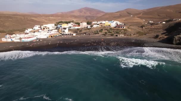 Fuerteventura Wyspy Kanaryjskie Linia Brzegowa Plaża Miasteczku Turystycznym — Wideo stockowe