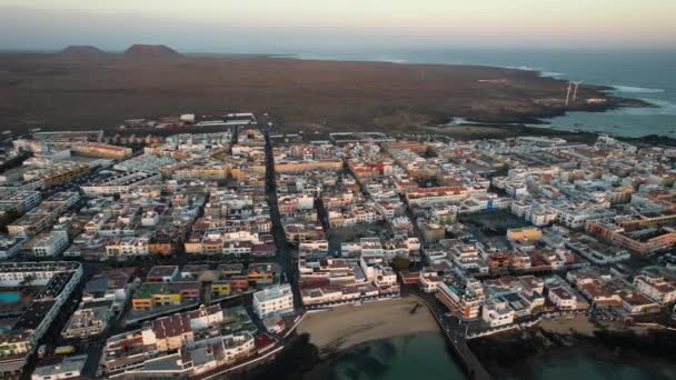 Fuerteventura Isla Canaria Una Ciudad Costa Playa Para Surf — Vídeos de Stock