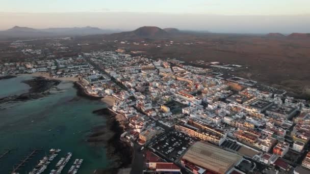 Fuerteventura Isla Canaria Una Ciudad Costa Playa Para Surf — Vídeos de Stock