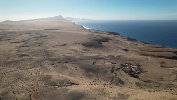Fuerteventura Canarische Eilanden Luchtfoto Van Bergen Strand — Stockvideo