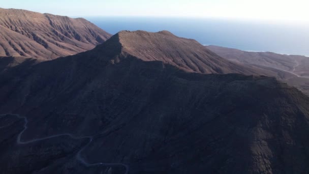Фуертевентура Канарські Острови Вид Повітря Гори Пляж — стокове відео