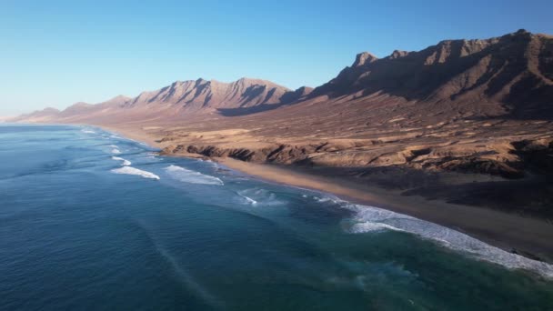 Fuerteventura Islas Canarias Vista Aérea Las Montañas Playa — Vídeos de Stock