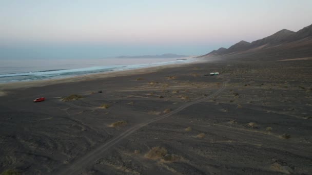 Fuerteventura Wyspy Kanaryjskie Widok Lotu Ptaka Góry Plaży — Wideo stockowe