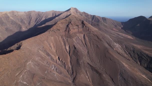 Fuerteventura Kanarya Adaları Dağların Plajın Havadan Görünüşü — Stok video