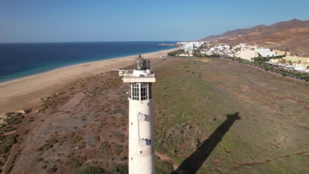 Vista Aérea Fuerteventura Farol Cidade — Vídeo de Stock