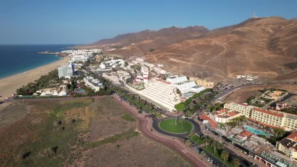 Vista Aérea Fuerteventura Faro Ciudad — Vídeos de Stock