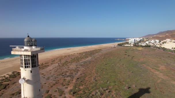 Vista Aérea Fuerteventura Farol Cidade — Vídeo de Stock