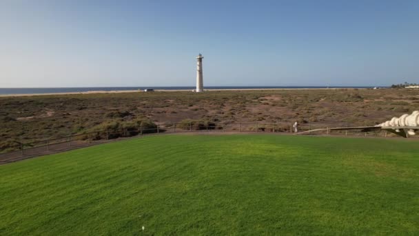 Fuerteventura Nın Hava Manzarası Deniz Feneri Şehir — Stok video