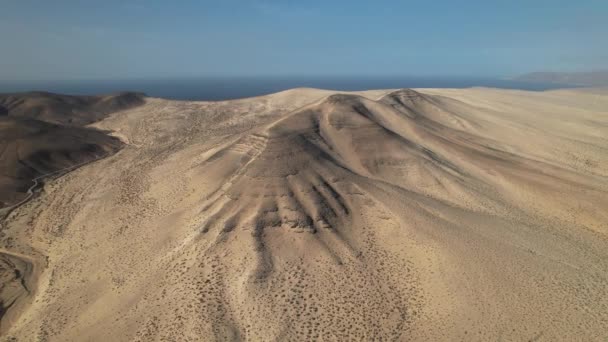 Letecký Pohled Písečné Kopce Fuerteventura — Stock video