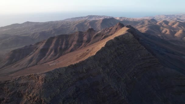 Fuerteventura Kanarya Adaları Dağların Plajın Havadan Görünüşü — Stok video