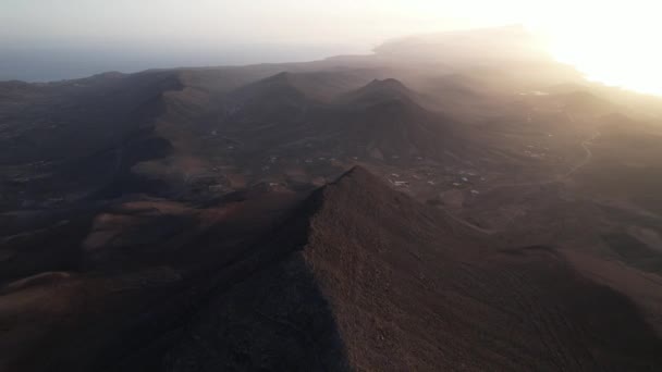 Fuerteventura Canarische Eilanden Luchtfoto Van Bergen Strand — Stockvideo