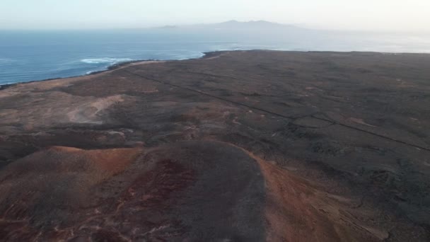 Fuerteventura Kanárské Ostrovy Letecký Pohled Hory Pláž — Stock video