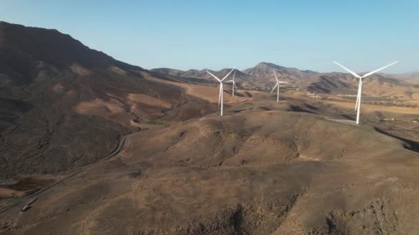Windmill Fuerteventura Canary Islands Aerial View — Stock Video