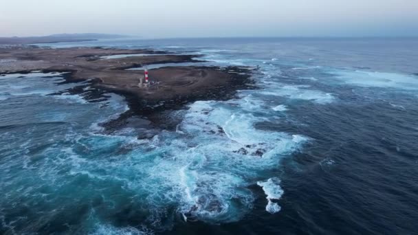 Fuerteventura Kanarische Inseln Leuchtturm Siehe Wellen Europa — Stockvideo