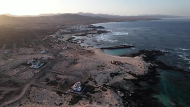 Fuerteventura Kanarya Adaları Deniz Feneri Dalgaları Gör Avrupa — Stok video
