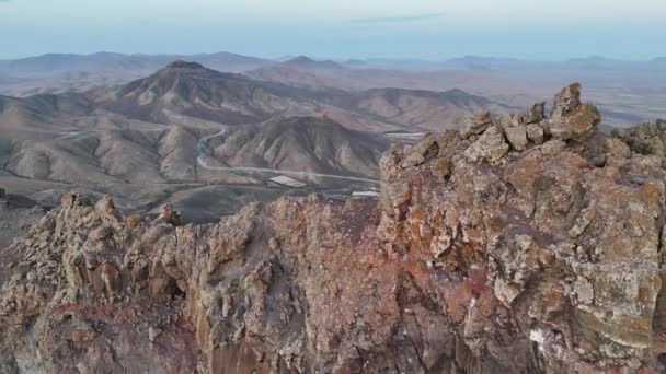 Fuerteventura Kanarya Adaları Avrupa Gün Batımında Dağlar — Stok video