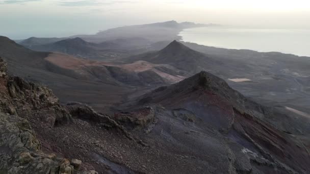 Fuerteventura Kanarieöarna Europa Berg Vid Solnedgången — Stockvideo