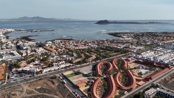 Fuerteventura Canary Island Corralejo Ισπανία Aerial View — Αρχείο Βίντεο