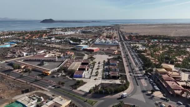 Fuerteventura Canarische Eilanden Corralejo Spanje Luchtfoto Uitzicht — Stockvideo