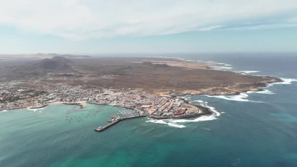 Fuerteventura Kanaren Insel Corralejo Spanien Luftaufnahme — Stockvideo