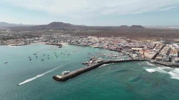 Fuerteventura Kanaren Insel Corralejo Spanien Luftaufnahme — Stockvideo