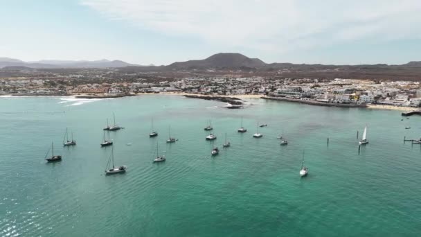 Fuerteventura Kanarya Ada Corralejo Spanya Havacılık Manzara — Stok video