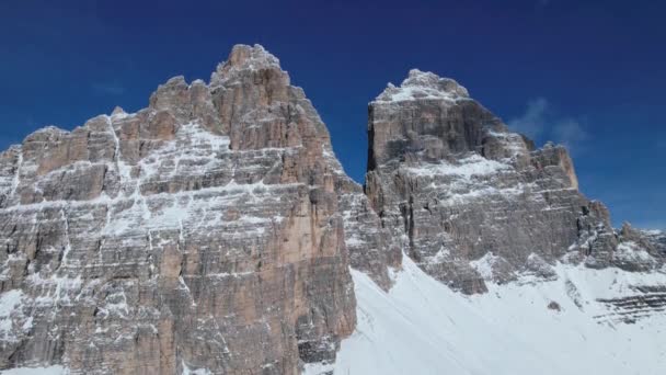 Dolomites Hiver Rochers Enneigés Dans Les Alpes Italie — Video