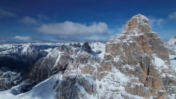 Dolomity Zimě Sněžné Skály Alpách Itálie — Stock video