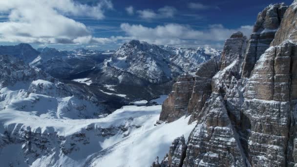 Dolomites Hiver Rochers Enneigés Dans Les Alpes Italie — Video