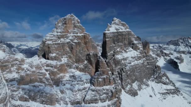 Dolomiti Inverno Rocce Innevate Nelle Alpi Italia — Video Stock