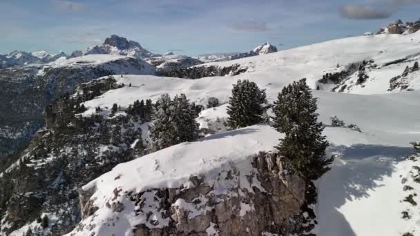Dolomiți Iarnă Italia Alpii Stâncoși Frumusețe Incredibilă — Videoclip de stoc