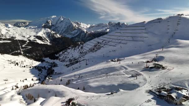 Dolomites Hiver Montagnes Enneigées Station Ski — Video