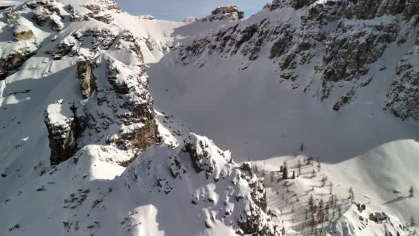 Dolomity Zimowe Włoszech Skaliste Alpy Niesamowitej Urodzie — Wideo stockowe