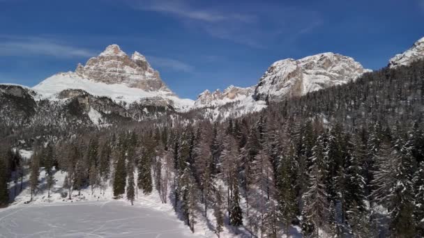 Téli Dolomitok Olaszországban Sziklás Alpok Hihetetlen Szépség — Stock videók