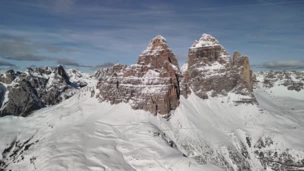 Dolomiten Winter Luftaufnahme Der Rocky Mountains — Stockvideo