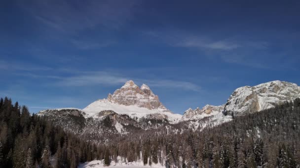 Dolomity Zimowe Włoszech Skaliste Alpy Niesamowitej Urodzie — Wideo stockowe