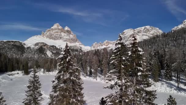 Χειμερινοί Δολομίτες Στην Ιταλία Βραχώδεις Άλπεις Απίστευτης Ομορφιάς — Αρχείο Βίντεο