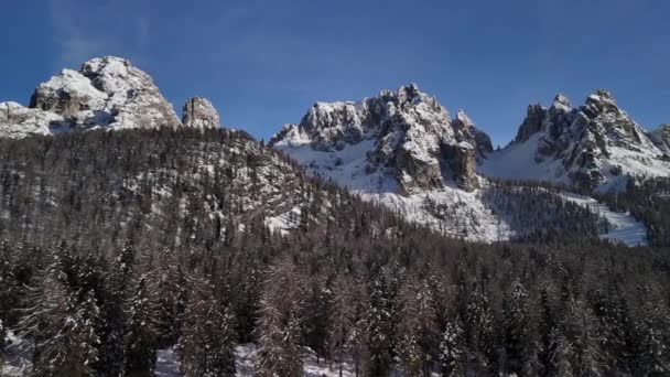 Dolomiti Invernali Italia Alpi Rocciose Incredibile Bellezza — Video Stock