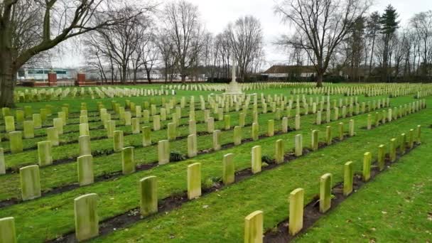 Кладбище Солдат Погибших Первой Мировой Войне Европе — стоковое видео