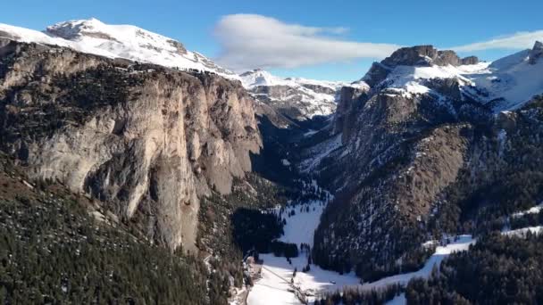 Winterliche Dolomiten Italien Felsige Alpen Von Unglaublicher Schönheit — Stockvideo