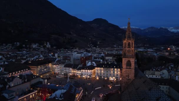 Centrala Torget Staden Bolzano Norra Italien — Stockvideo