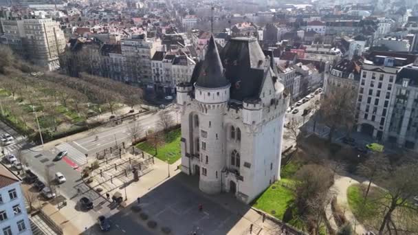 ブリュッセルの中世の城 空からの眺め 4Kについて — ストック動画